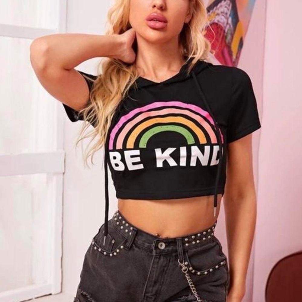 BE KIND RAINBOW CROP TOP